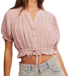 Free People Little Cloud Button-Up Crop Top